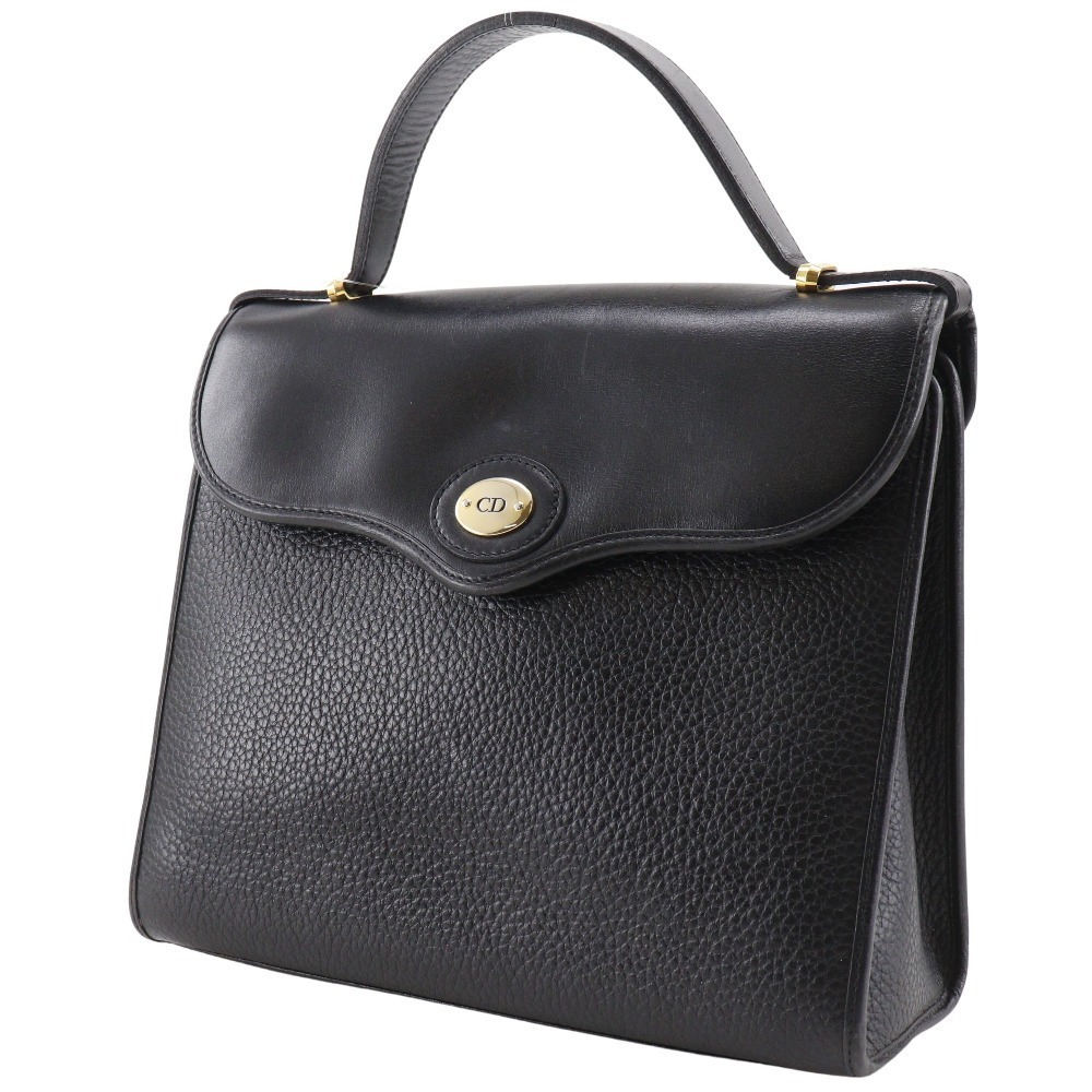 Christian Dior logo handbag one handle calfskin black snap closure - Picture 2 of 8